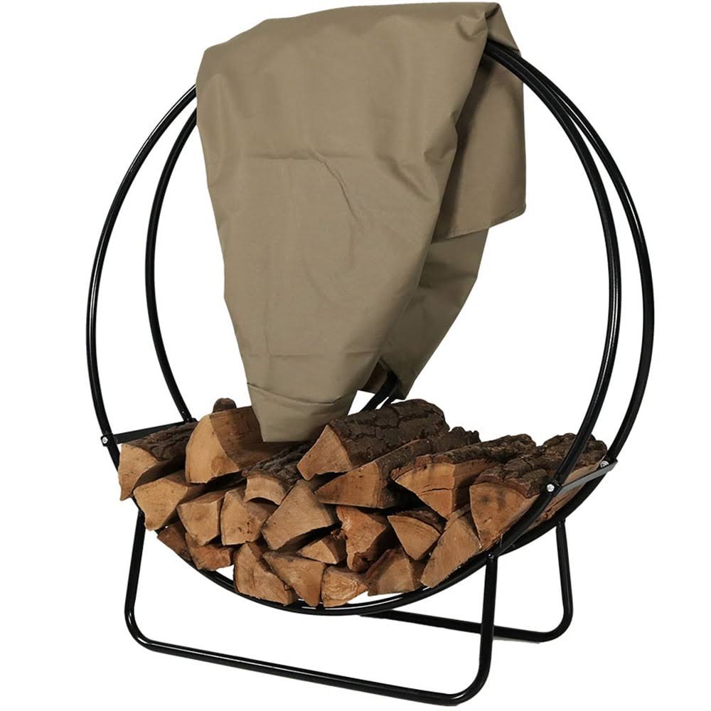 Khaki Steel Firewood Log Hoop with Cover M87934