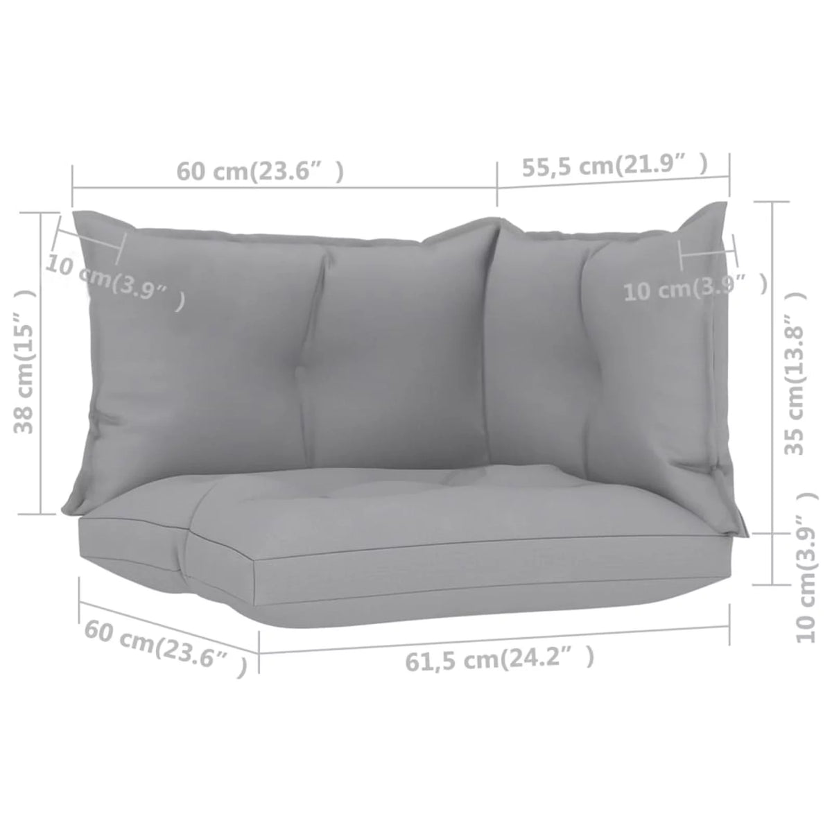 Gray Fabric Pallet Cushions 3 pcs O906