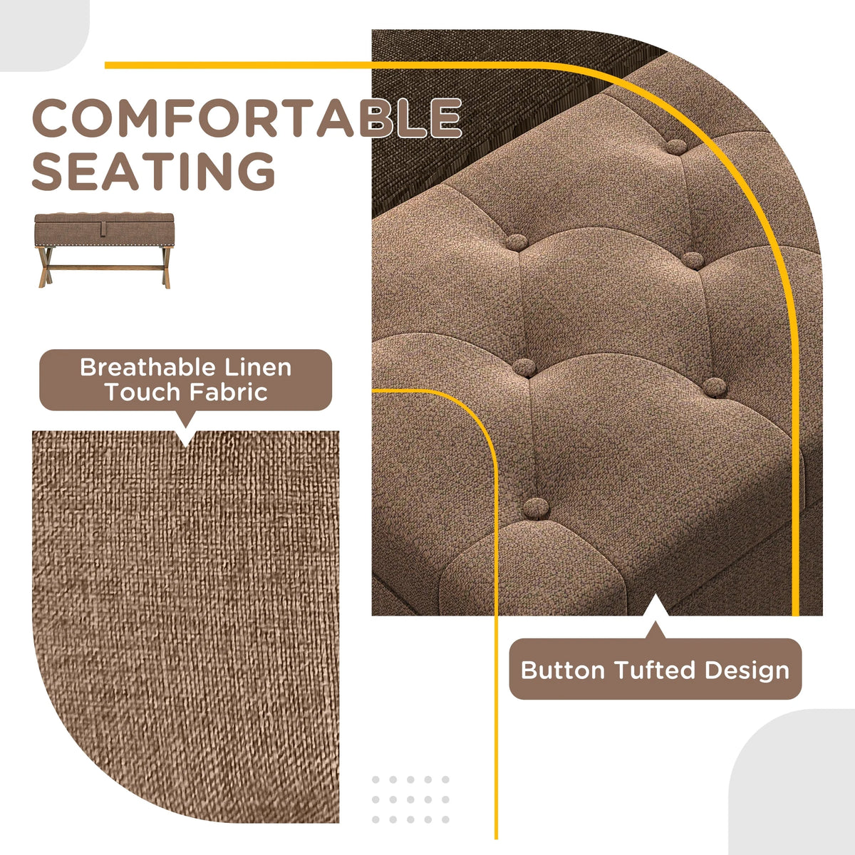 Upholstered Bench with Wood Legs J16002