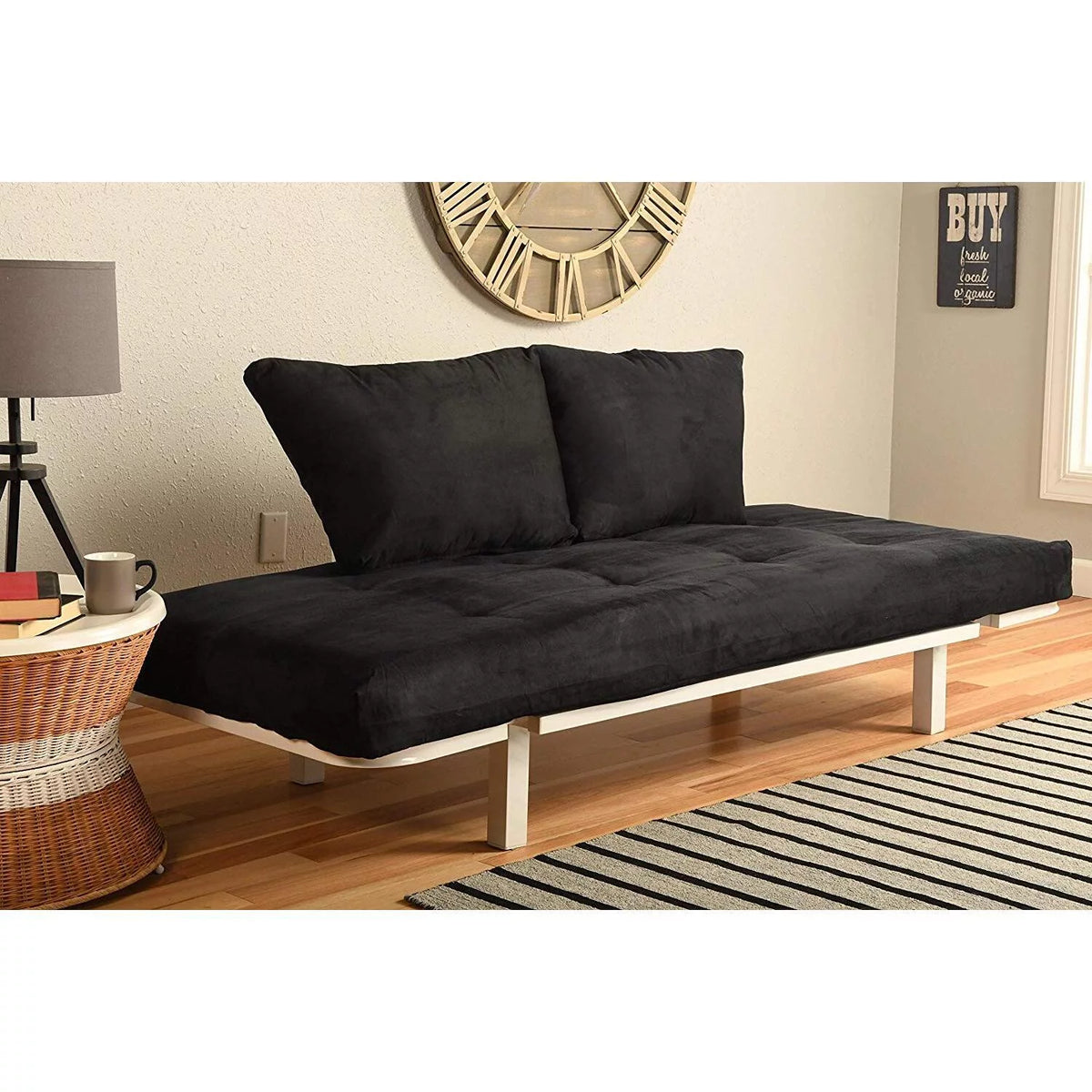 White Lounger with Black Mattress Z34167