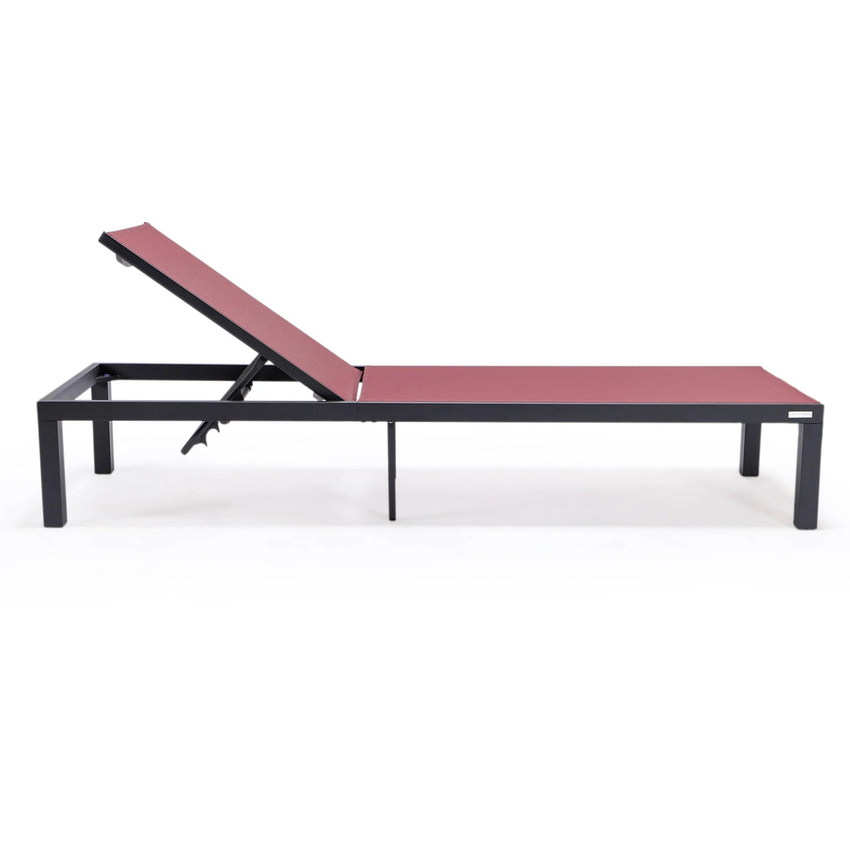 Black Powder Coated Aluminum Sling Chaise Lounge Chair Set of 2 O304198