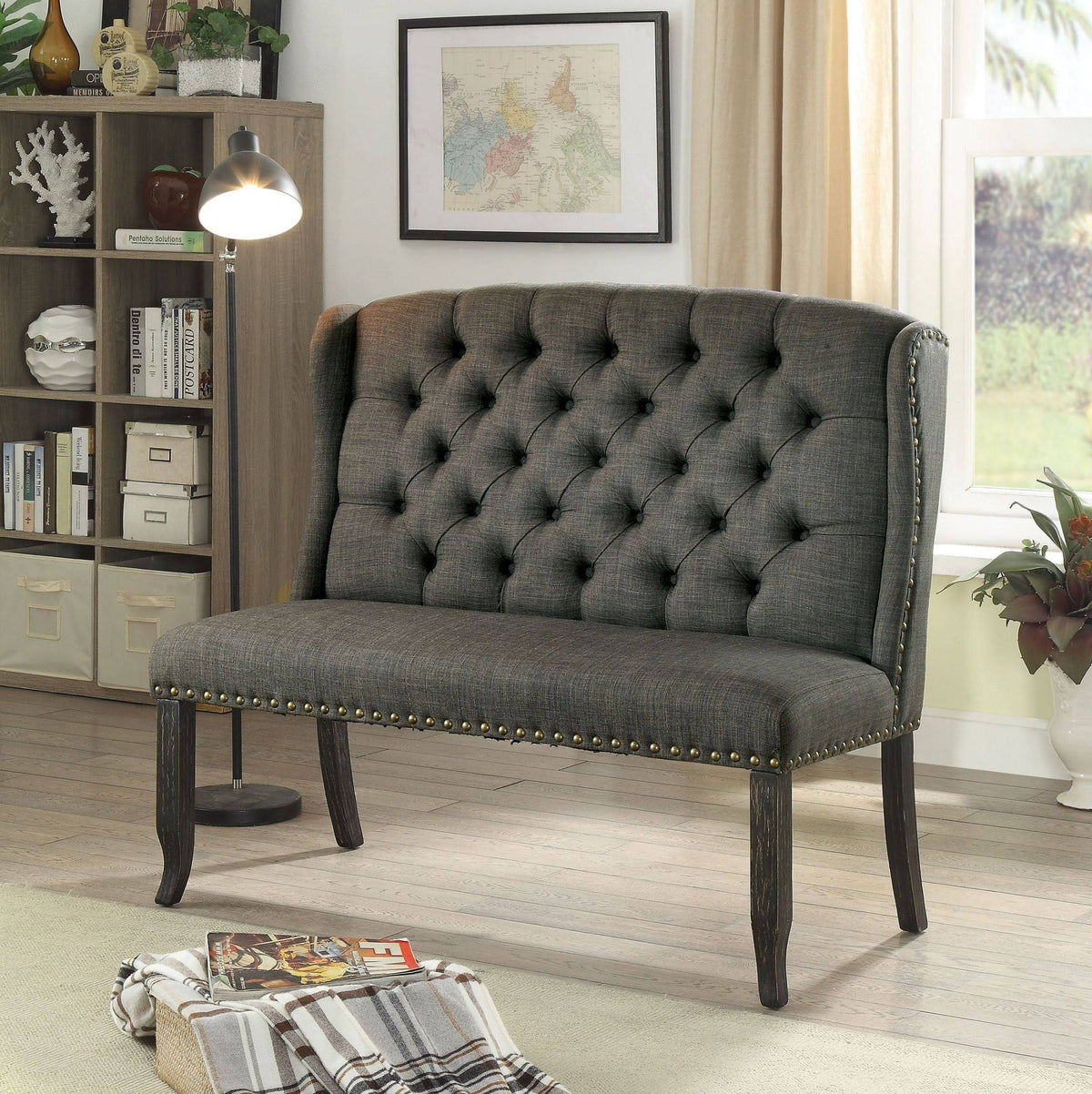 Gray 2 Seater Love Seat Bench N988