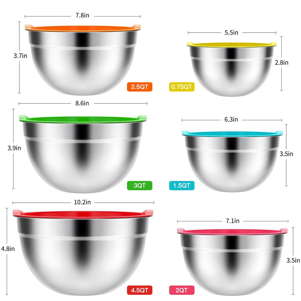 Stainless Steel Mixing Bowls Set with Lids 7 Pc Q710912