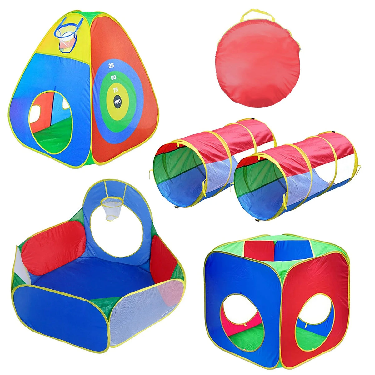 5Pcs Colorful Kids Play Tent Ball Pit Crawl Tunnel Playhouse I145622
