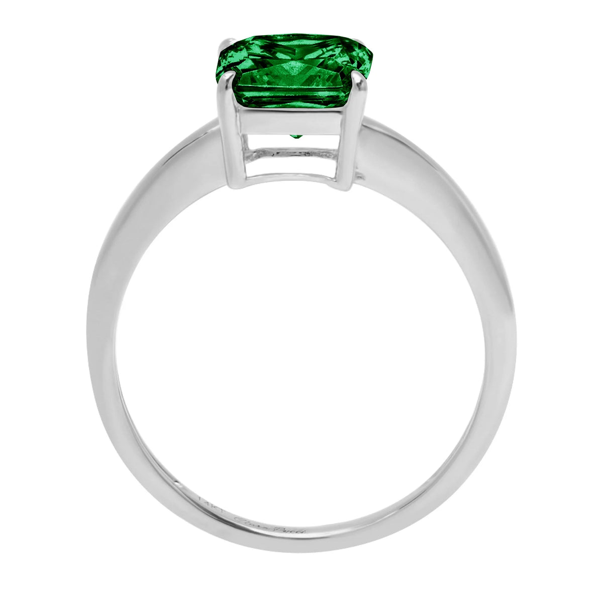 2.5ct Asscher Cut Green Simulated Emerald 14k White Gold Ring Size 9.5 M94836