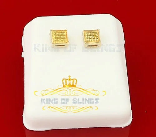 0.05ct Diamond Yellow 925 Sterling Silver Square Stud Earrings K8595