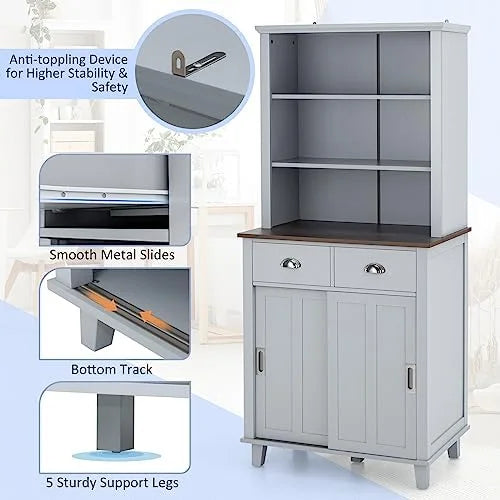 67" Freestanding Brown Cabinet with Drawers Shelves W68927