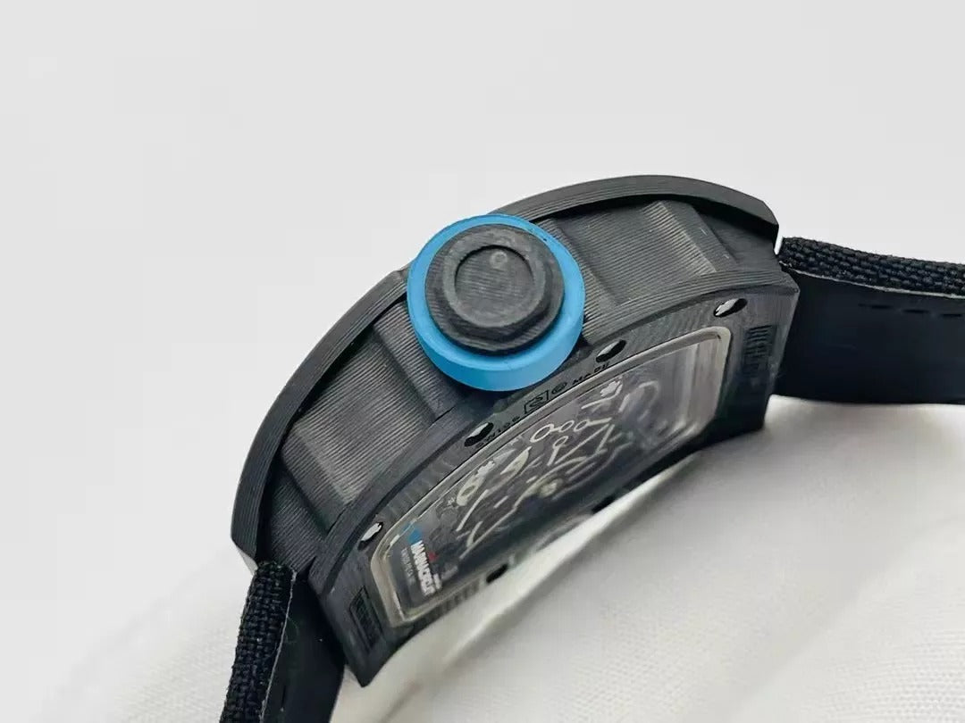 Skeleton Blue Dial Black Bezel Black Canvas Strap Watch B879421