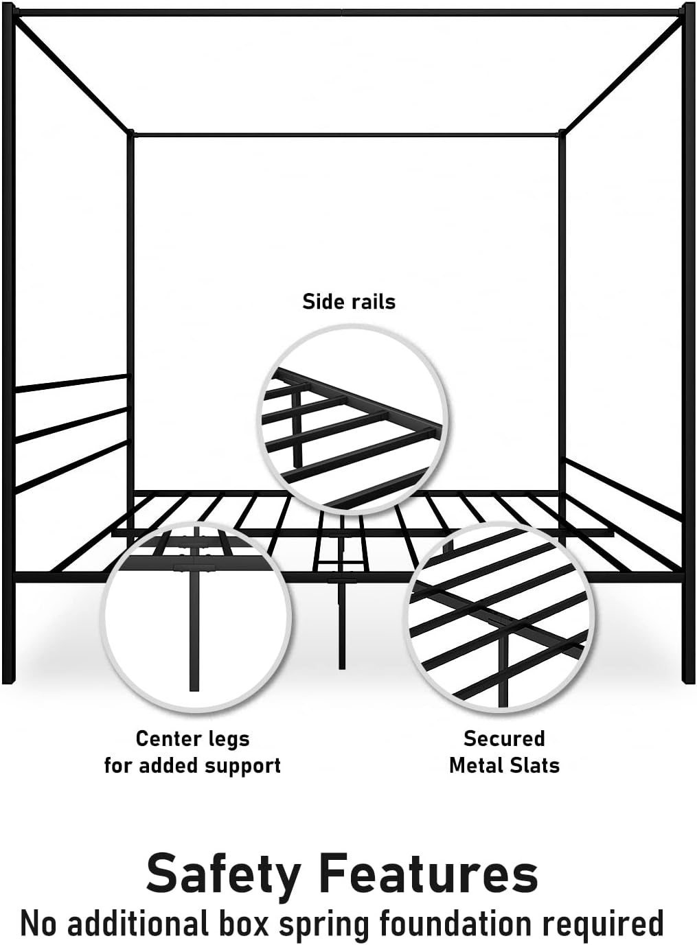 Queen Metal Canopy Bed Frame Z5390