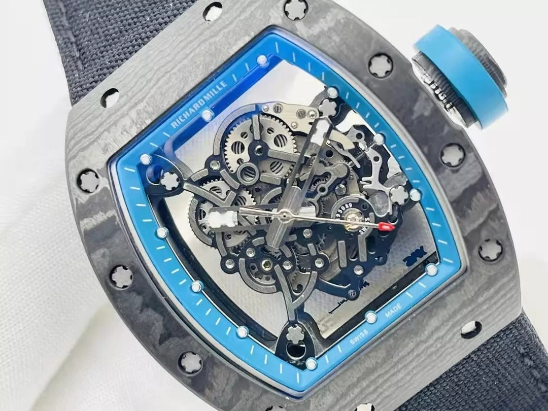 Skeleton Blue Dial Black Bezel Black Canvas Strap Watch B879421