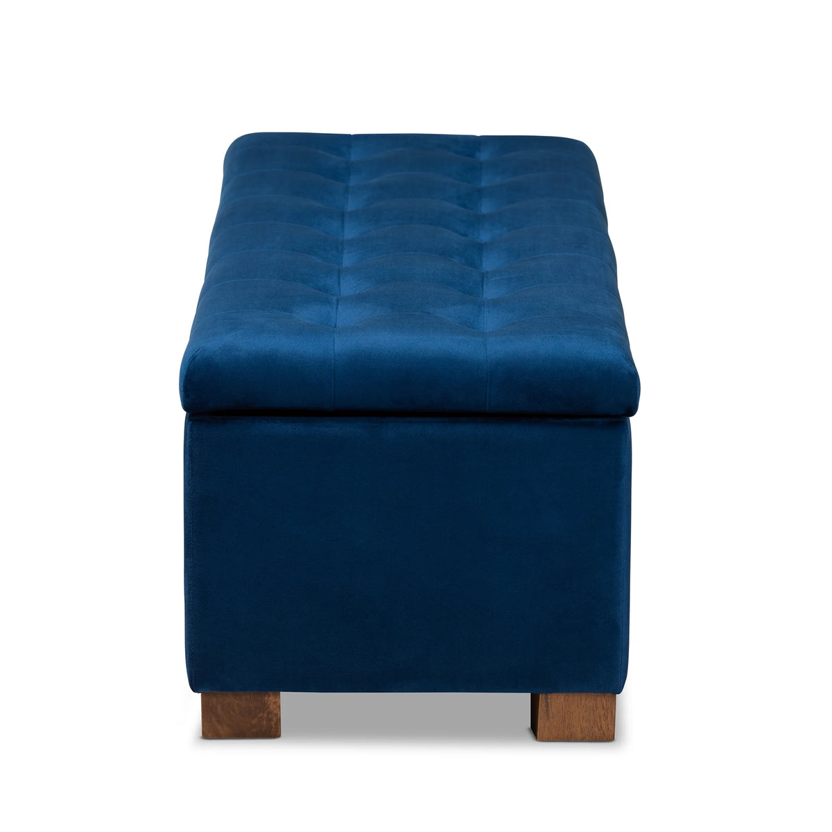 Navy Blue Velvet Storage Ottoman Bench L64998