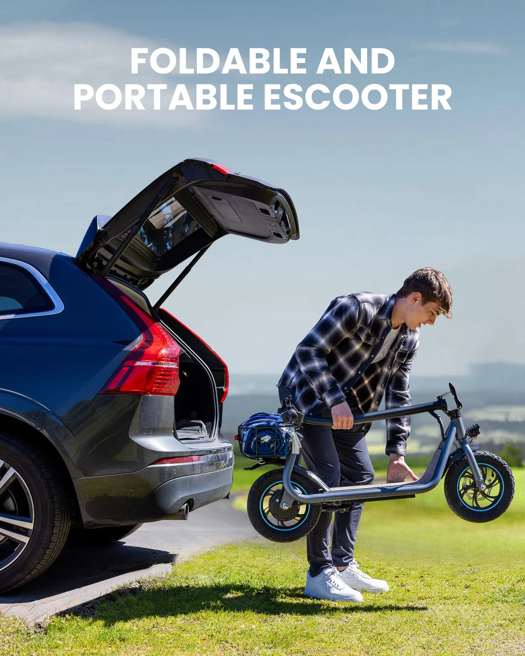 550W 12 inch Electric Scooter with Basket and Wide Deck O44537