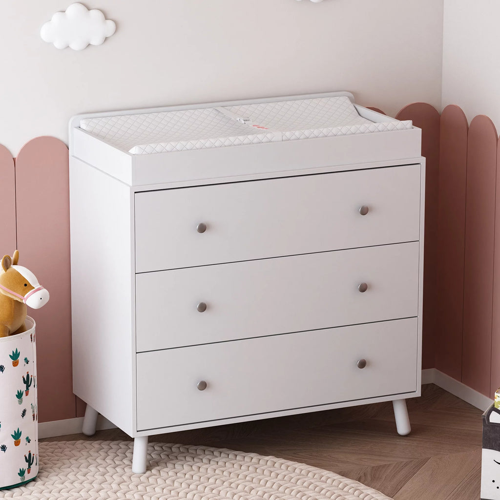 White 3 Drawer Changing Table with Pad W32428