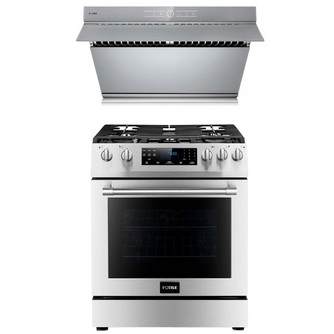 30 In. Gas Range and 30 In. Range Hood with Touch Buttons, 850 CFM D7650