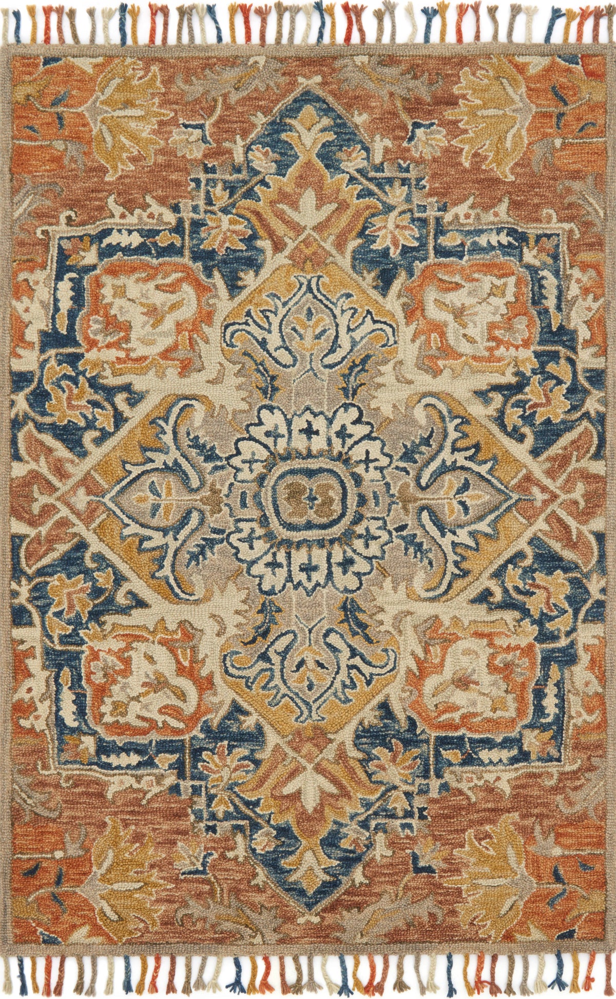 Rust Blue Rug 7'9 x 9'9 L334