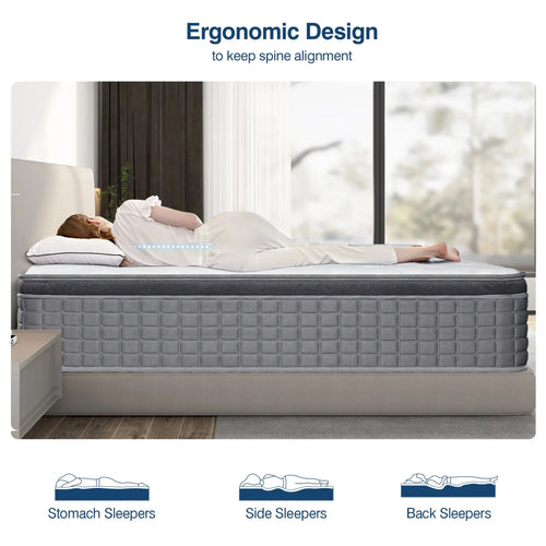 14 inch Gel Memory Foam Pocket Spring Hybrid Mattress U76469