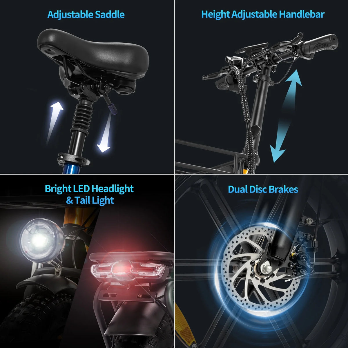 1000W 48V 15Ah Fat Tire Folding Electric Bike R1041