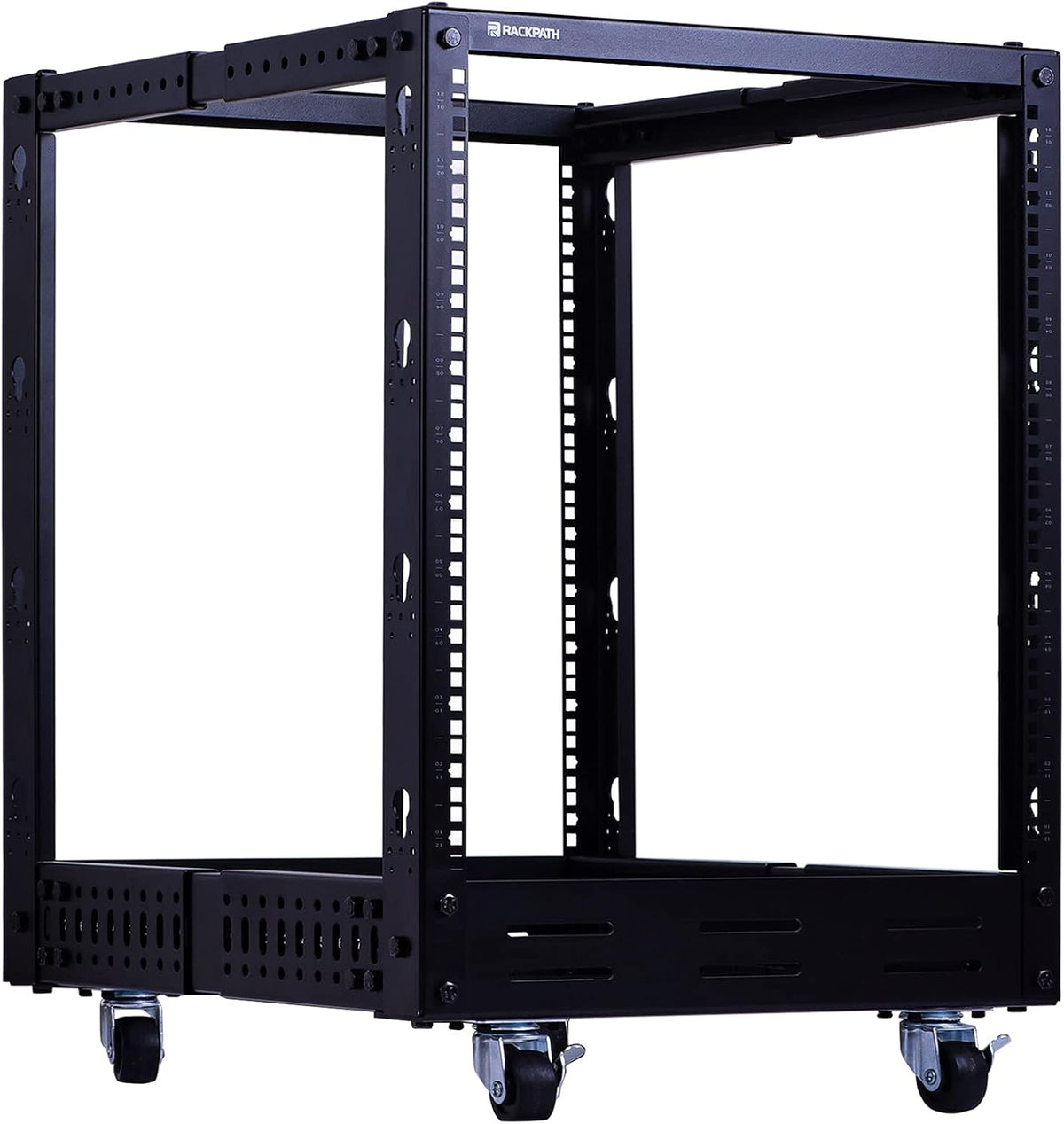 12U Open Frame Server Rack, Heavy Duty 4 Post Adjustable Depth with Casters T81848