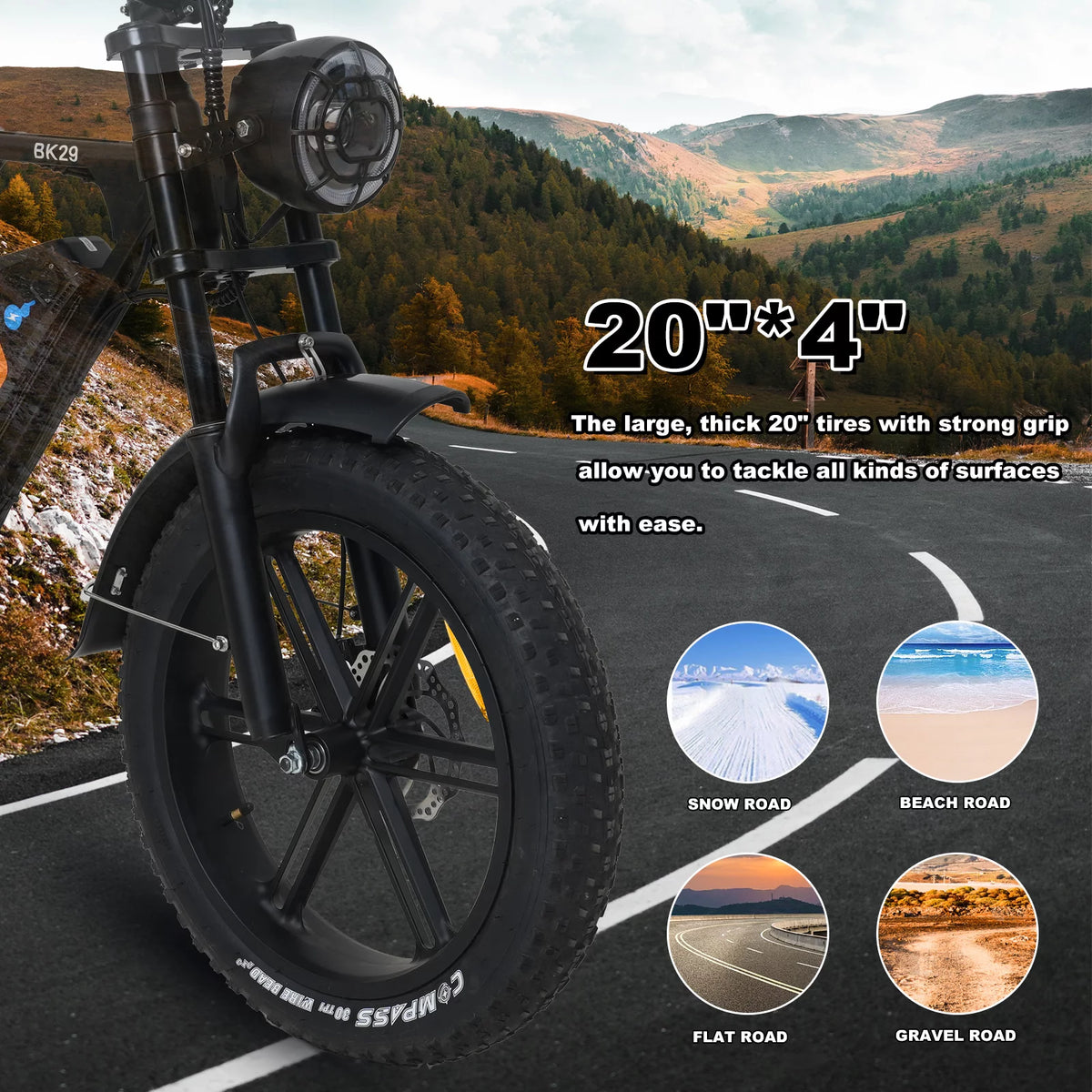 750W Electric Bike 20X4.0 Fat Tire 48V 15Ah Battery I22541