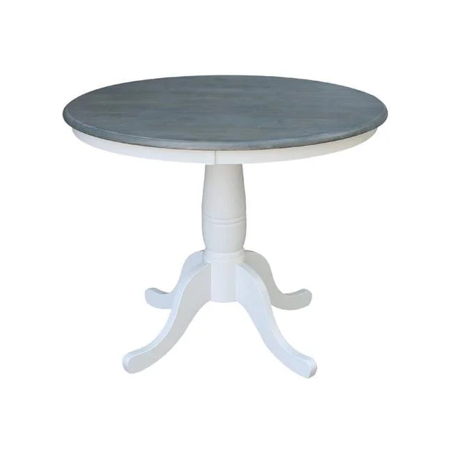 36 in. Round Top Pedestal Table, White & Heather Gray W235