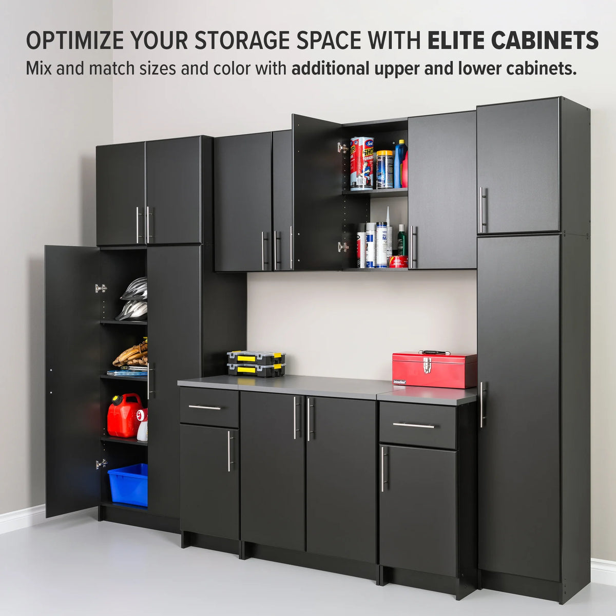 Black 16" Storage Cabinet with 2 Adjustable Shelves V46122