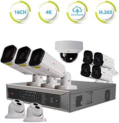 16Ch 4TB HDD IP NVR Video Surveillance System with 12x 4MP Bullet Camera and 4x 4MP Turret Cameras M7138
