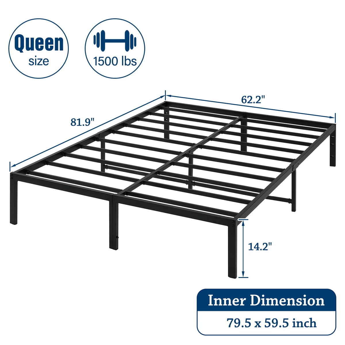Full Size 18 inch Heavy Duty Metal Platform Bed Frame I5617