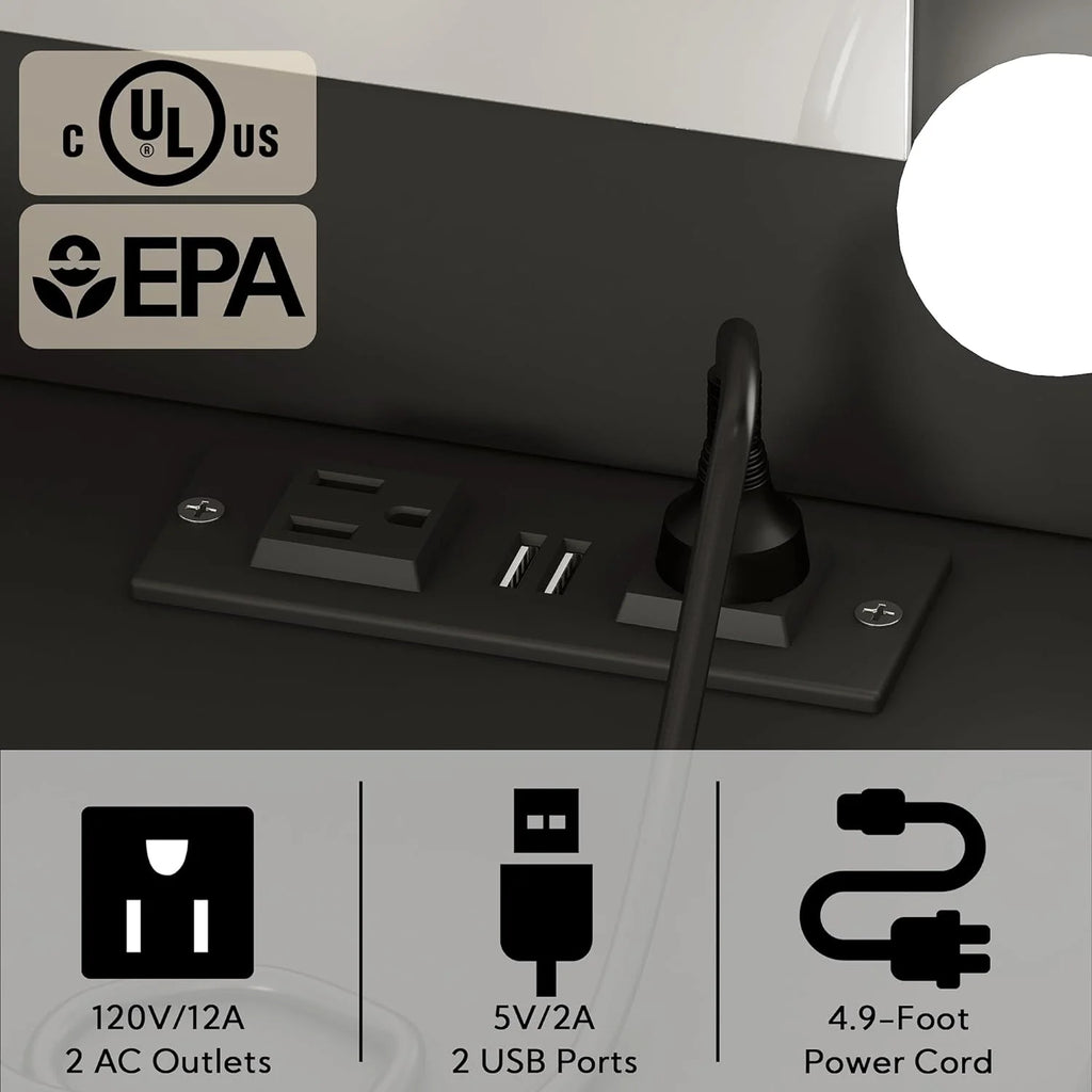 Black Vanity Desk with HD Mirror and Lights F59877