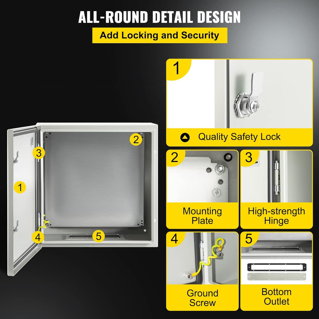 24 x 24 x 12'' NEMA 4X Steel Electrical Box with Mounting Plate R1214
