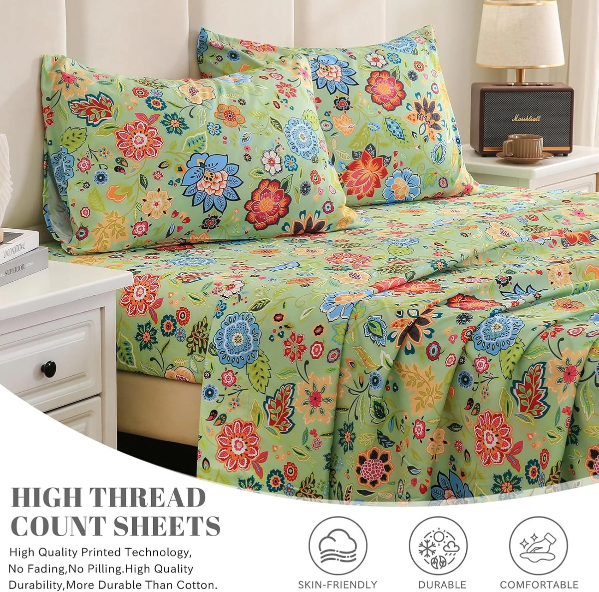 California King 4 Piece Microfiber Sheet Set with Deep Pocket T704