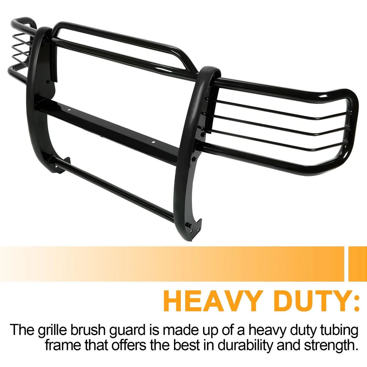 Front Grille Brush Guard for Pickup Truck Powder Coated Black Steel S6442