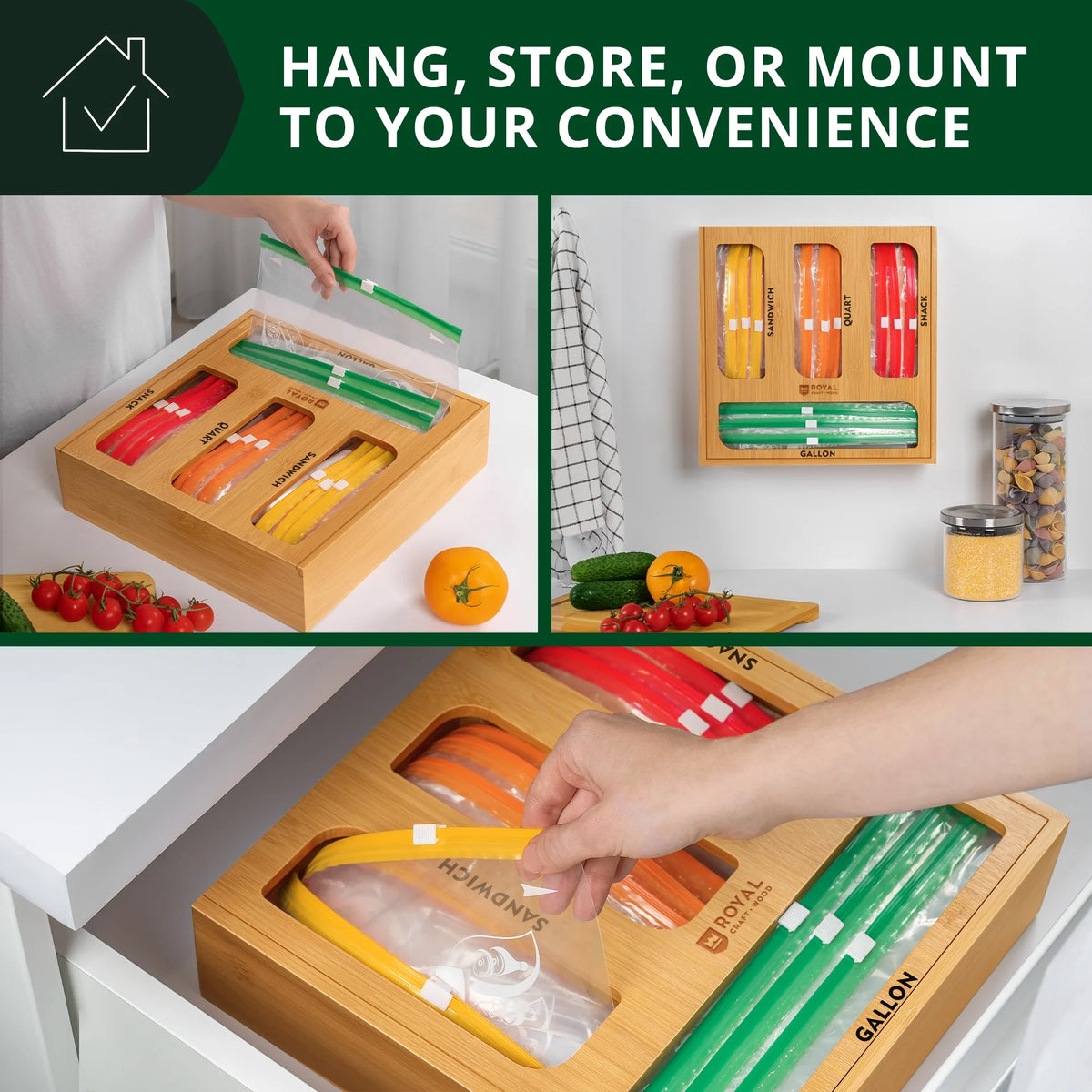 Bamboo Ziplock Bag Storage Organizer X4022