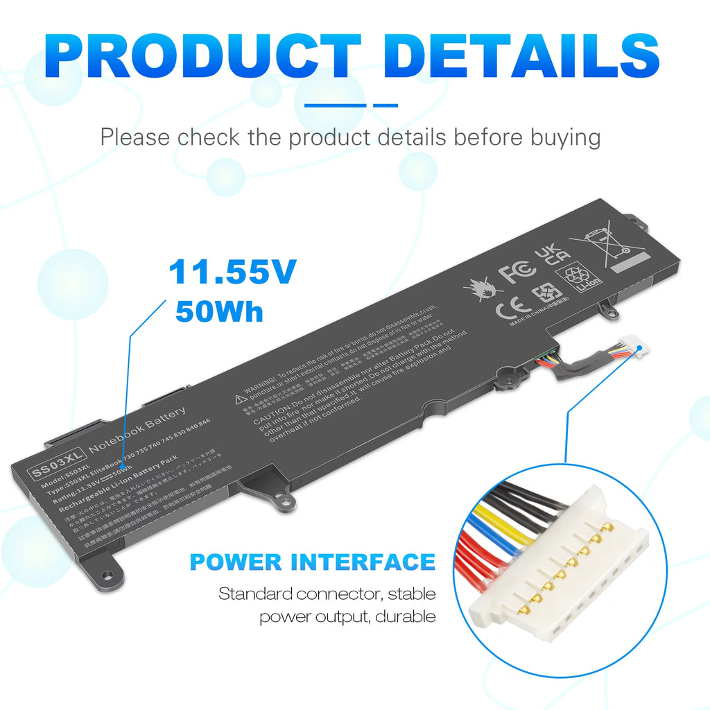 Battery for Hp EliteBook 735 740 745 830 836 840 846 W92900