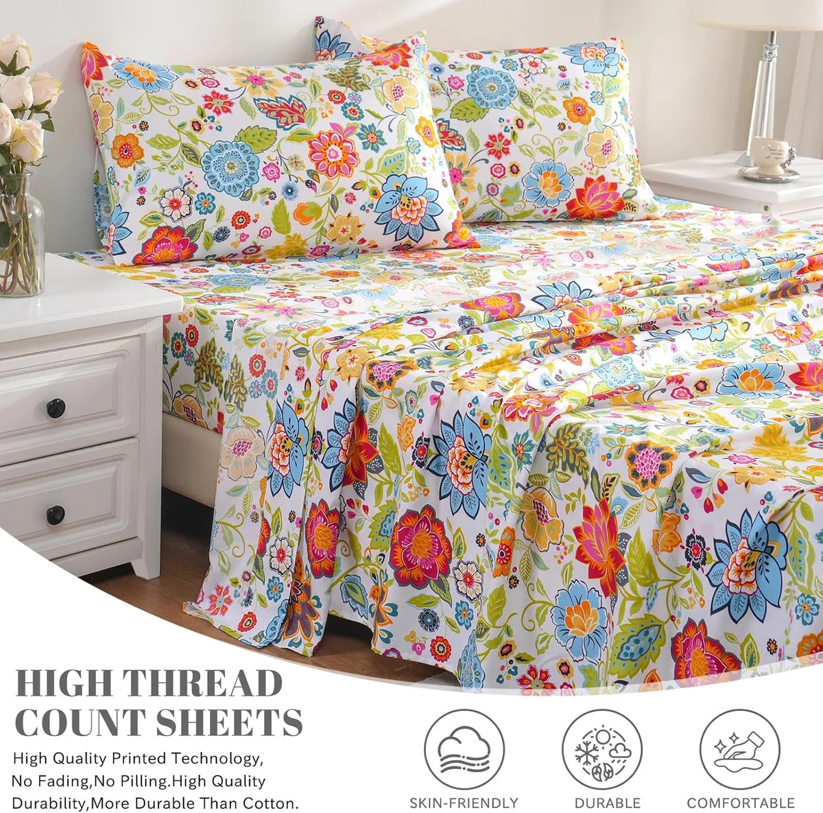 California King 4 Piece Microfiber Sheet Set with Deep Pocket T704