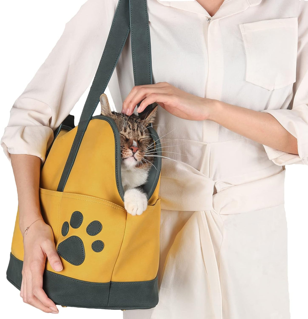 Yellow Leather Small Pet Carrier B848