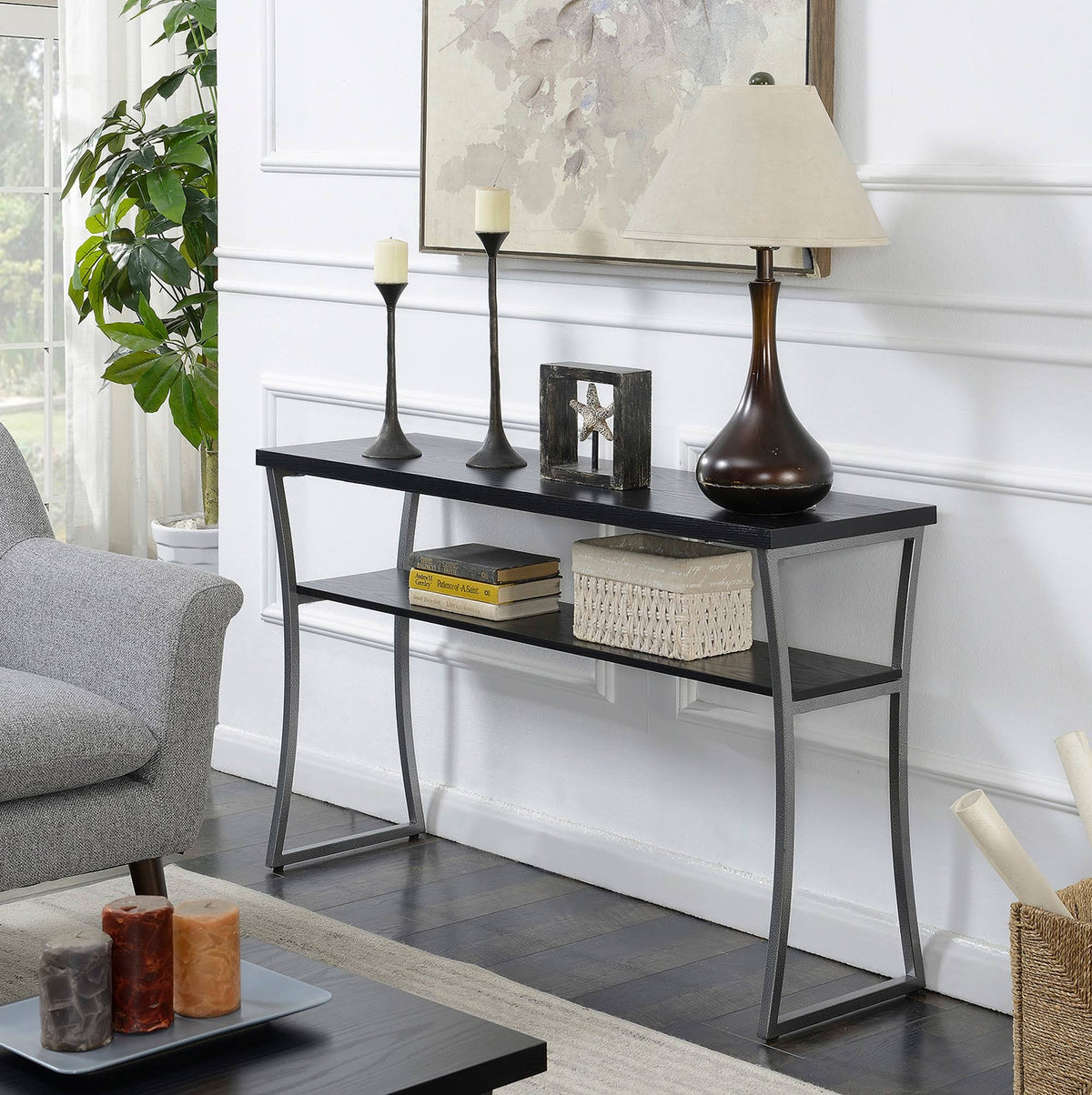 Black Woodgrain Console Table P25395