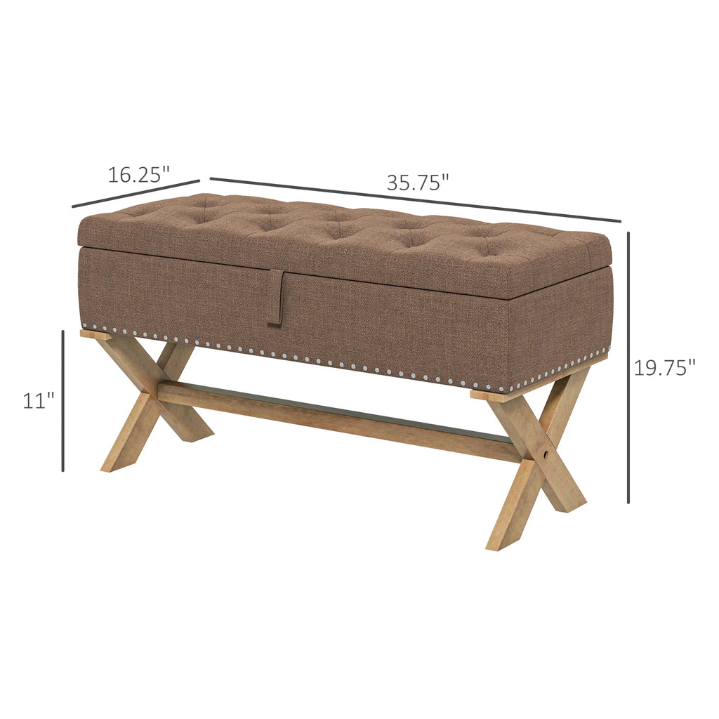 Upholstered Bench with Wood Legs J16002