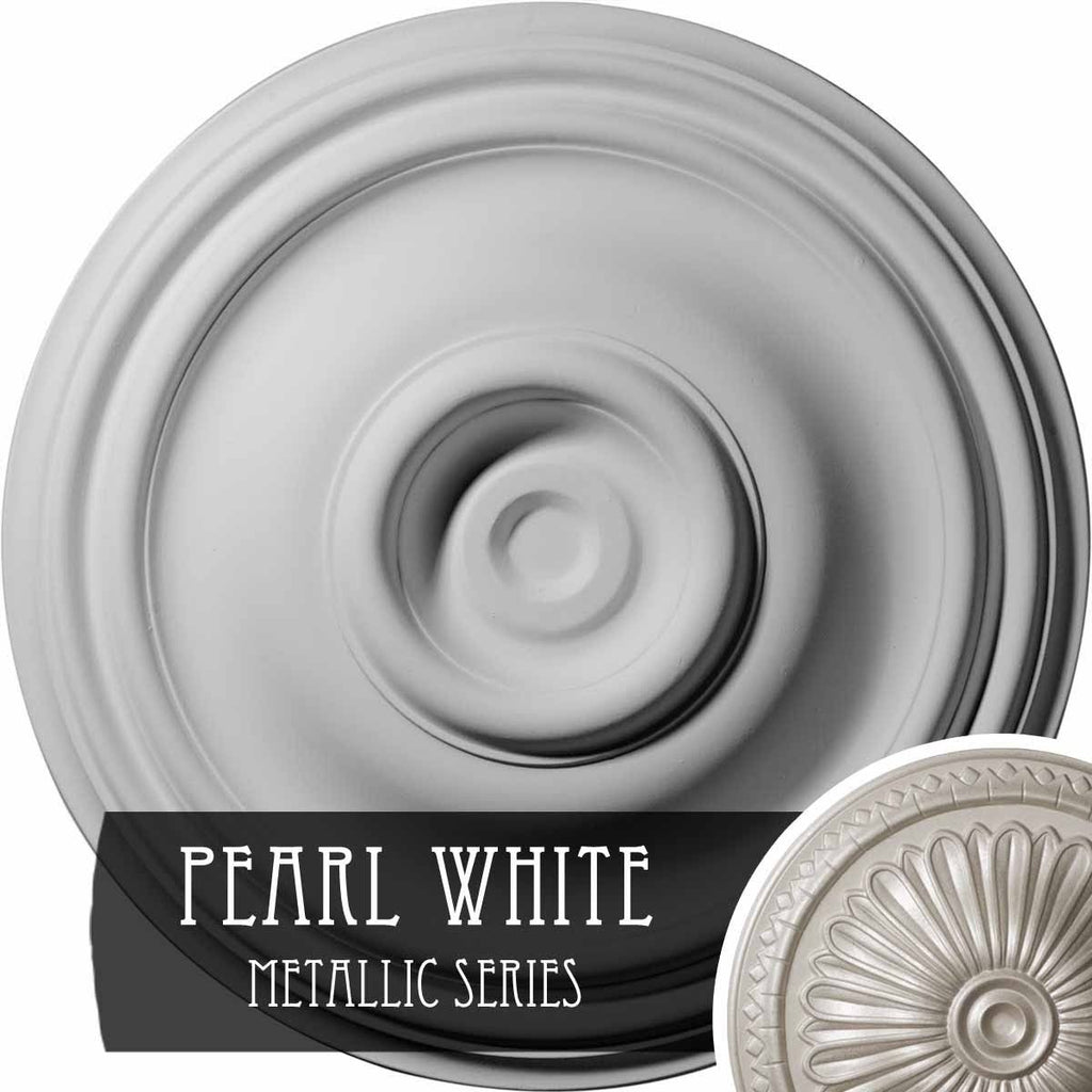 Traditional Ceiling Medallion, Hand-Painted Pearl White X715317