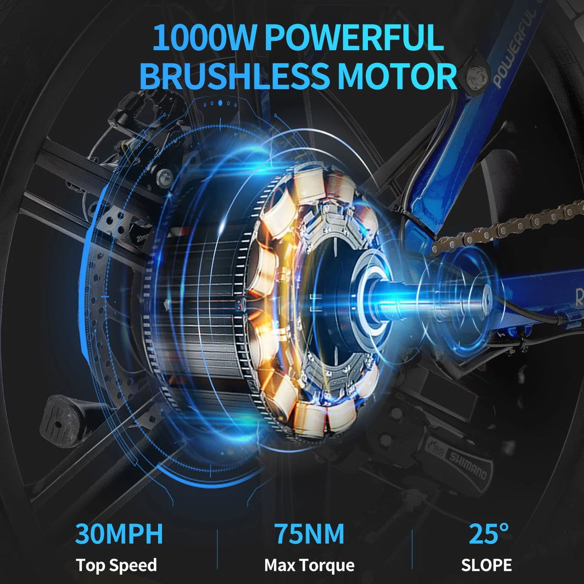 1000W 48V 15Ah Fat Tire Folding Electric Bike R1041