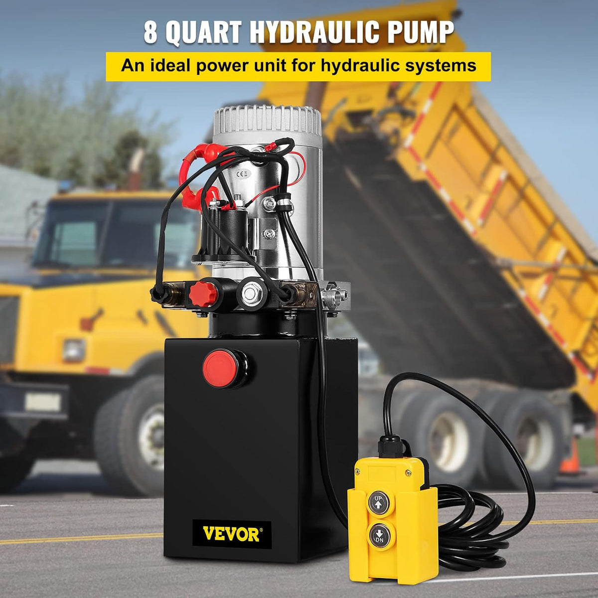 Hydraulic Power Unit 8 Quart Double Acting 12V DC Metal Oil Reservoir E372