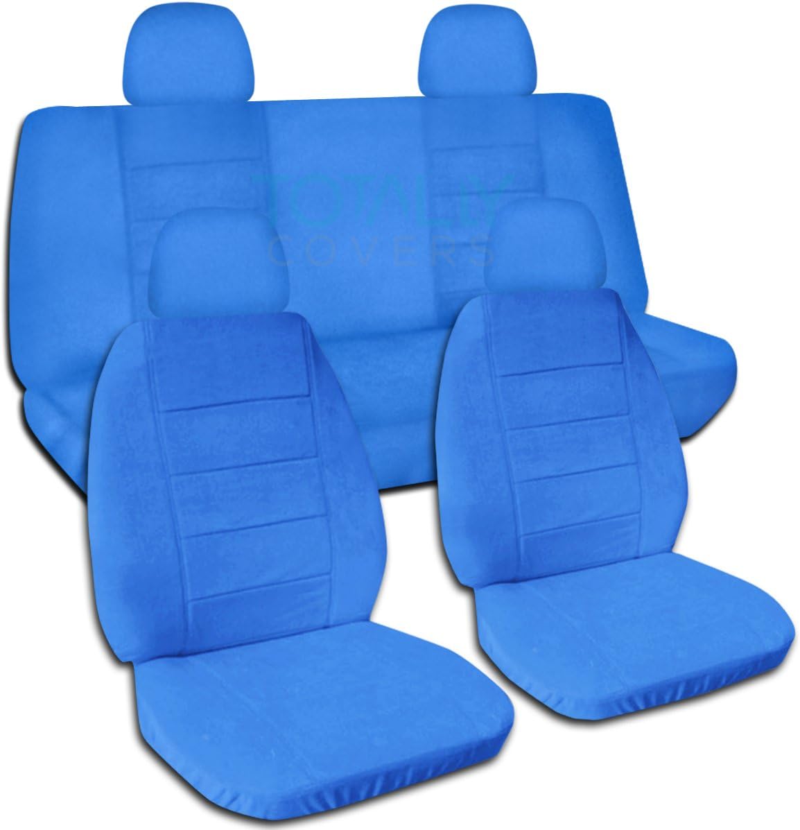 Navy Blue Solid Color Car Seat Covers with 4 Headrest Covers J58466