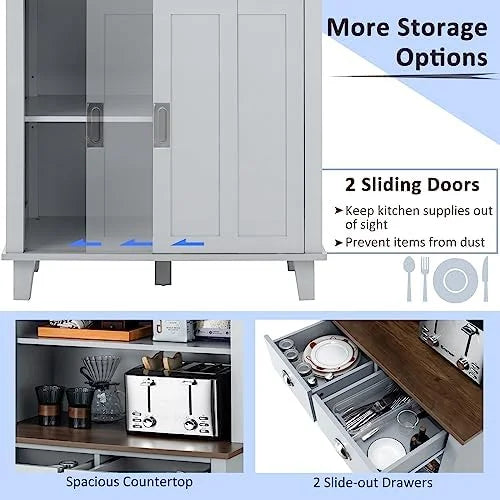 67" Freestanding Brown Cabinet with Drawers Shelves W68927