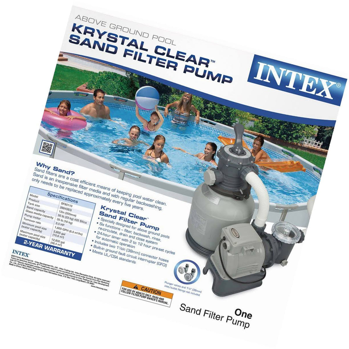 Sand Filter Pump for Above Ground Pools 12-Inch N99540