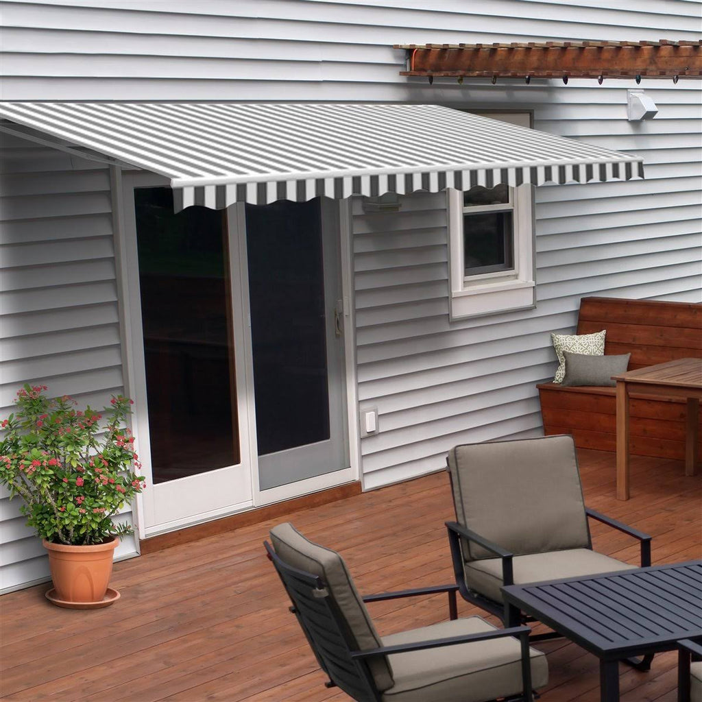 White Retractable Motorized Patio Awning G33337