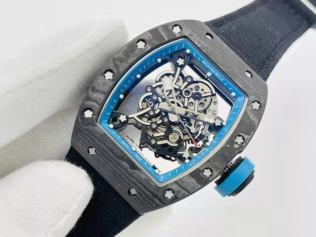 Skeleton Blue Dial Black Bezel Black Canvas Strap Watch B879421