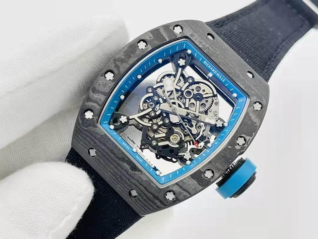 Skeleton Blue Dial Black Bezel Black Canvas Strap Watch B879421