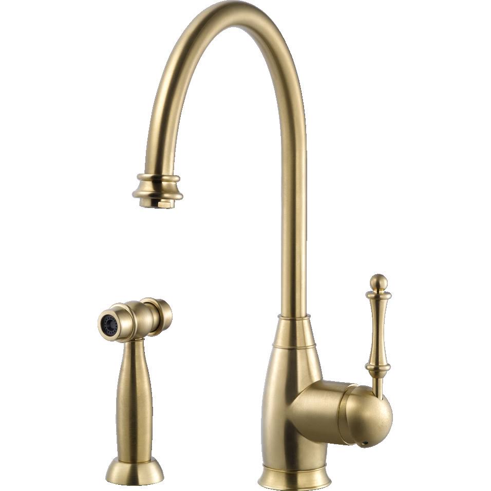 Brushed Brass Kitchen Faucet with Sidespray C35475