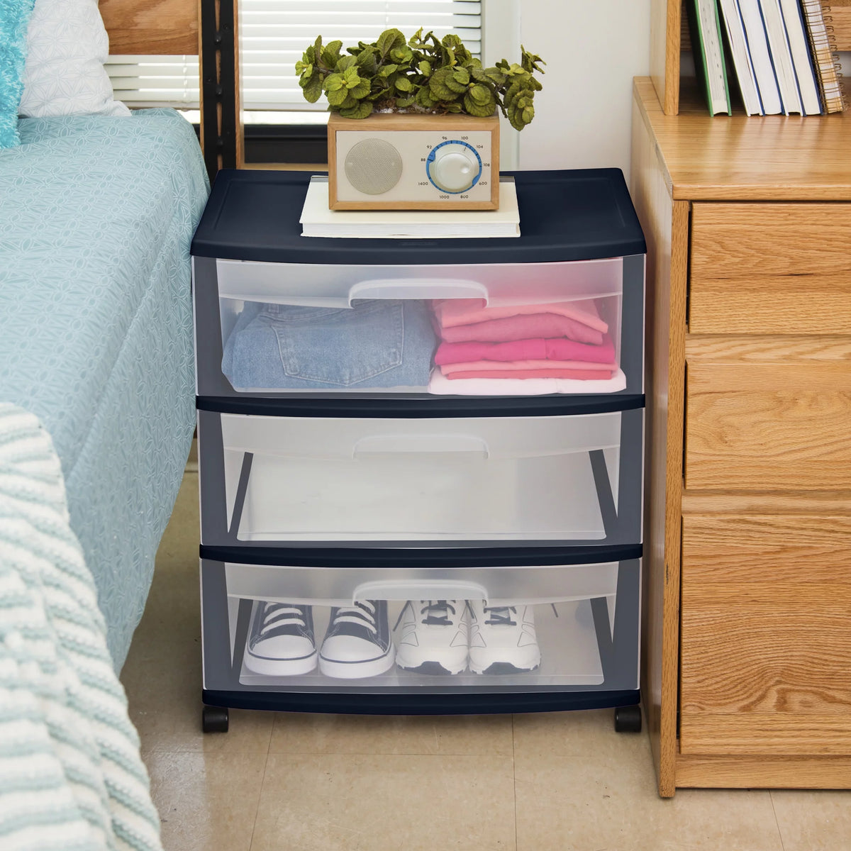 Wide 3 Drawer Plastic Cart M800977