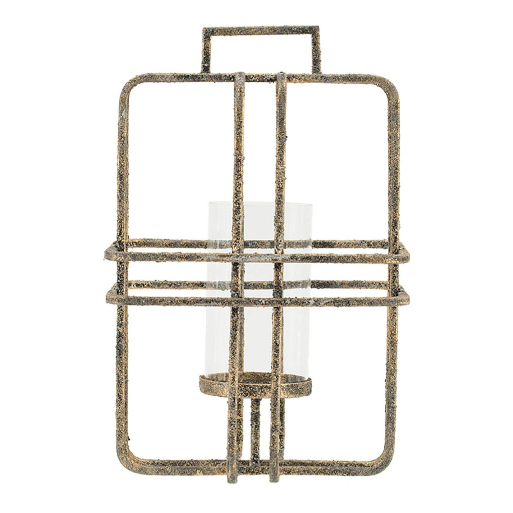 Beige Caged Hurricane Glass Candle Holder S85962