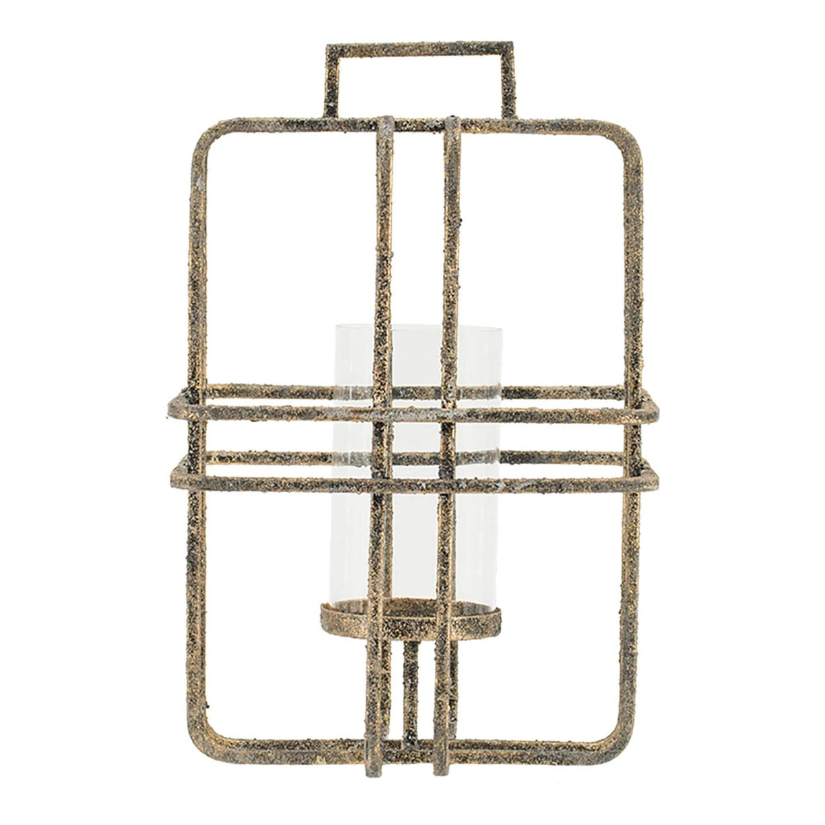 Beige Caged Hurricane Glass Candle Holder S85962